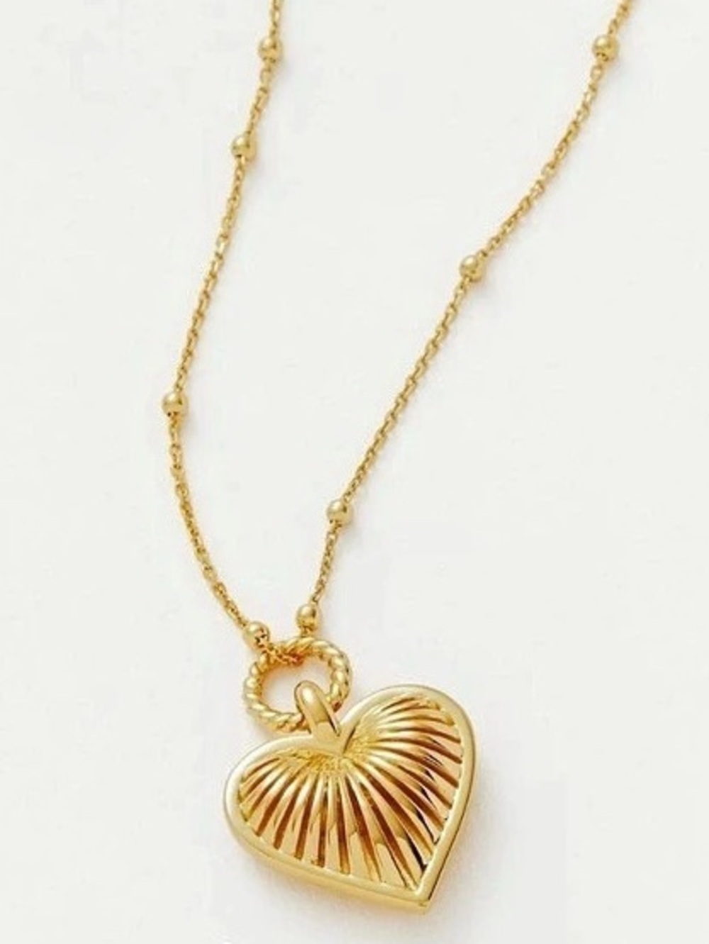 Missoma Ridge Heart Charm Pendant Necklace Gold ASO Barbie